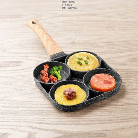 Four-hole Egg Frying Pan Medical Stone Non-stick Pan Home Breakfast Mini Frying Pan - Mubimart