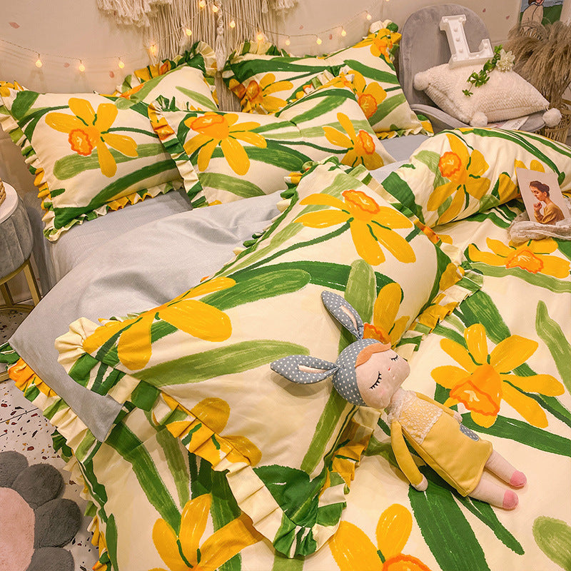 Four-piece Cotton Bedding Summer Princess Style Sheets - Mubimart -  