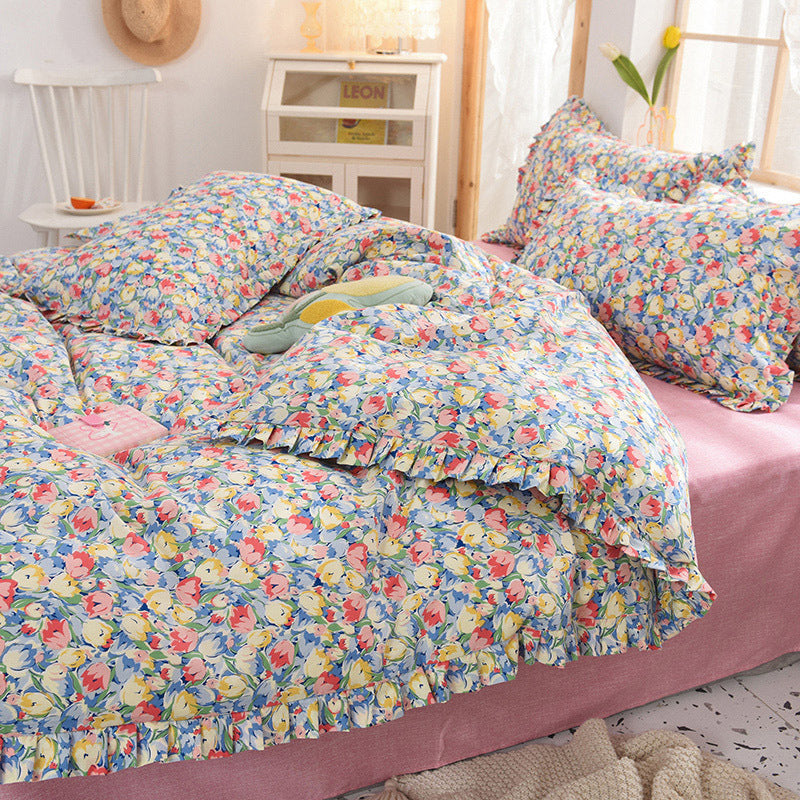 Four-piece Cotton Bedding Summer Princess Style Sheets - Mubimart -  