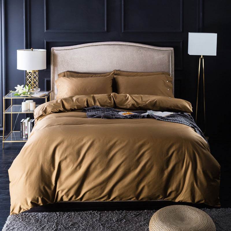 Four-piece long-staple cotton solid color set - Mubimart