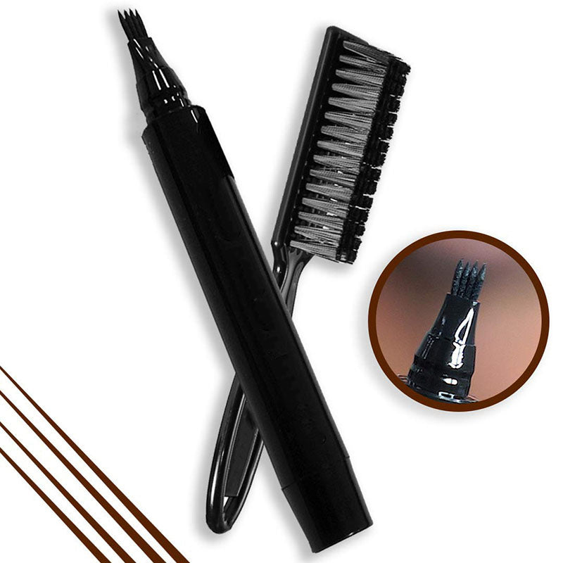 Four-pronged Beard Pen Beard Filling Pen Beard Pencil And Beard Brush Combination - Mubimart - Beard Brush + Pen 