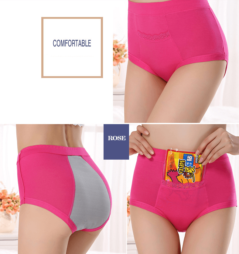 Free Shipping Menstrual period Bamboo fiber Womens underwear Long waisted side leakage proof pocket Health pants L-XXXL R1 - Mubimart