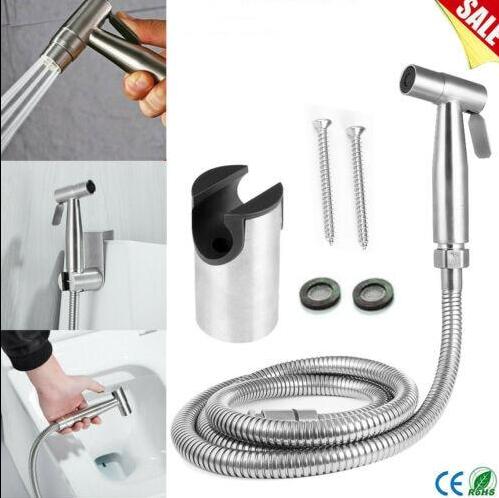 Free shipping SUS304 Stainless Steel Nickle Bathroom Handheld Bidet Shattaf Sprayer Transforms Toilet Into Spray BidetVaporizer - Mubimart -  