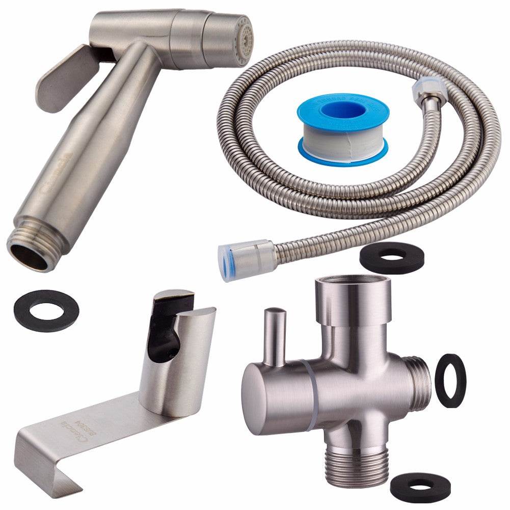 Free shipping SUS304 Stainless Steel Nickle Bathroom Handheld Bidet Shattaf Sprayer Transforms Toilet Into Spray BidetVaporizer - Mubimart