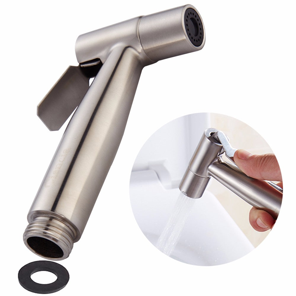 Free shipping SUS304 Stainless Steel Nickle Bathroom Handheld Bidet Shattaf Sprayer Transforms Toilet Into Spray BidetVaporizer - Mubimart - Bidet 