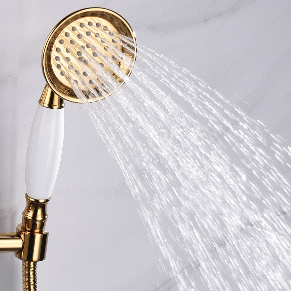 Free shipping brass metal PVD gold water saving telephone shower head handheld shower sprayer - Mubimart - Shower Head 