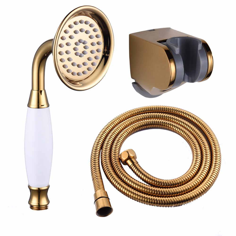 Free shipping brass metal PVD gold water saving telephone shower head handheld shower sprayer - Mubimart -  