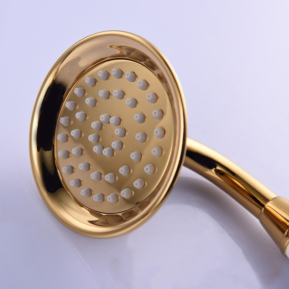 Free shipping brass metal PVD gold water saving telephone shower head handheld shower sprayer - Mubimart -  