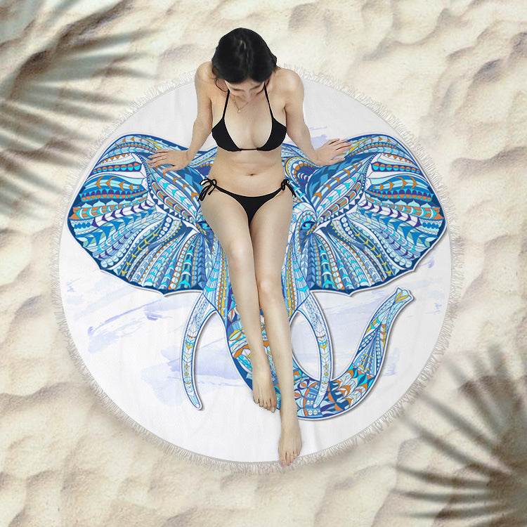 Fringed beach towel round bath towel beach towel - Mubimart