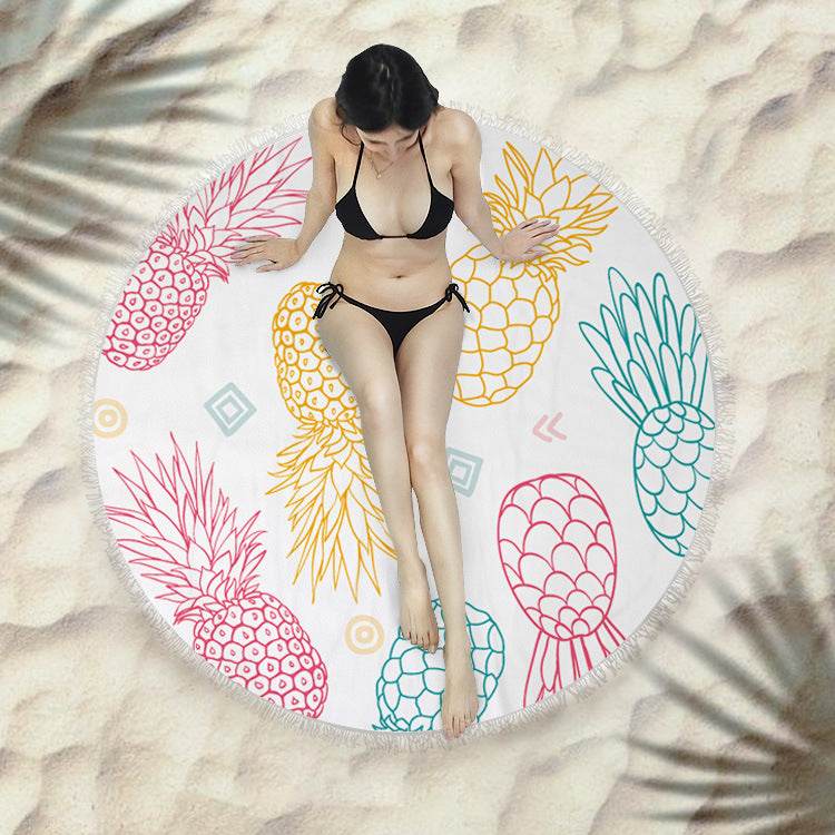 Fringed beach towel round bath towel beach towel - Mubimart