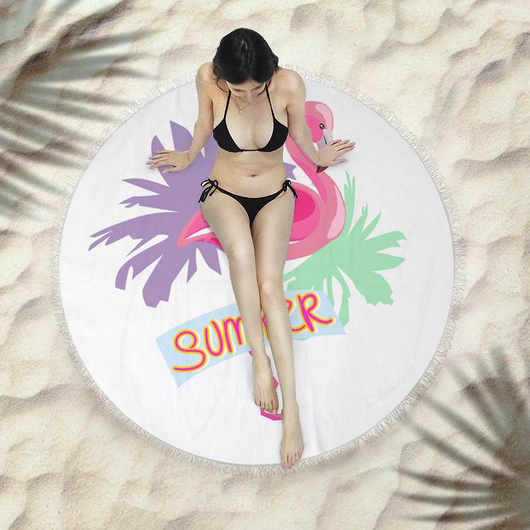 Fringed beach towel round bath towel beach towel - Mubimart