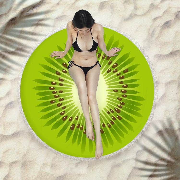 Fringed beach towel round bath towel beach towel - Mubimart