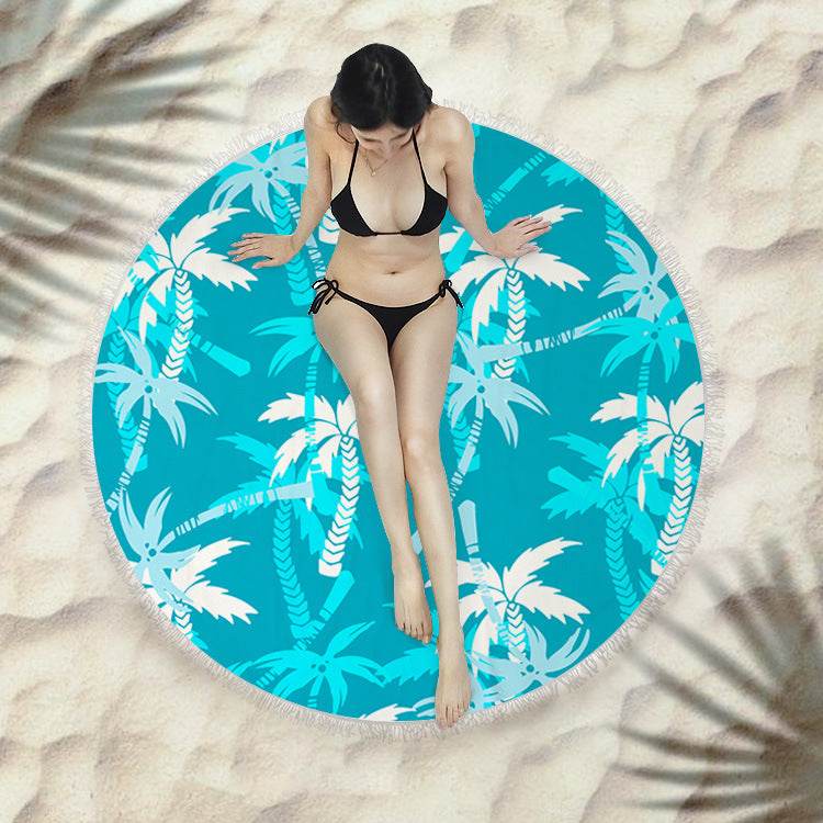 Fringed beach towel round bath towel beach towel - Mubimart