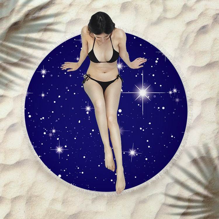 Fringed beach towel round bath towel beach towel - Mubimart