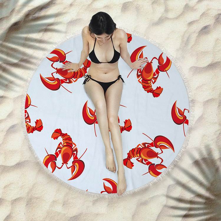 Fringed beach towel round bath towel beach towel - Mubimart