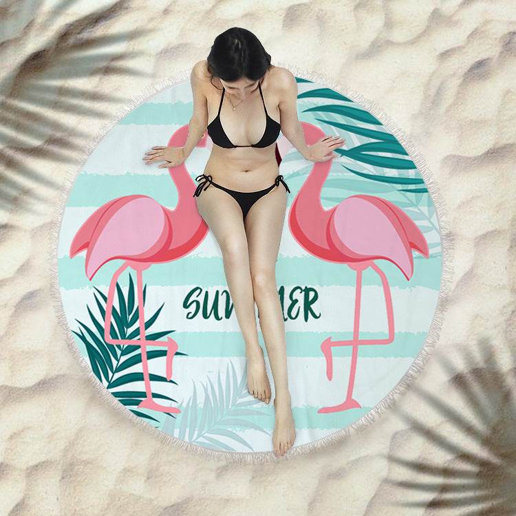 Fringed beach towel round bath towel beach towel - Mubimart