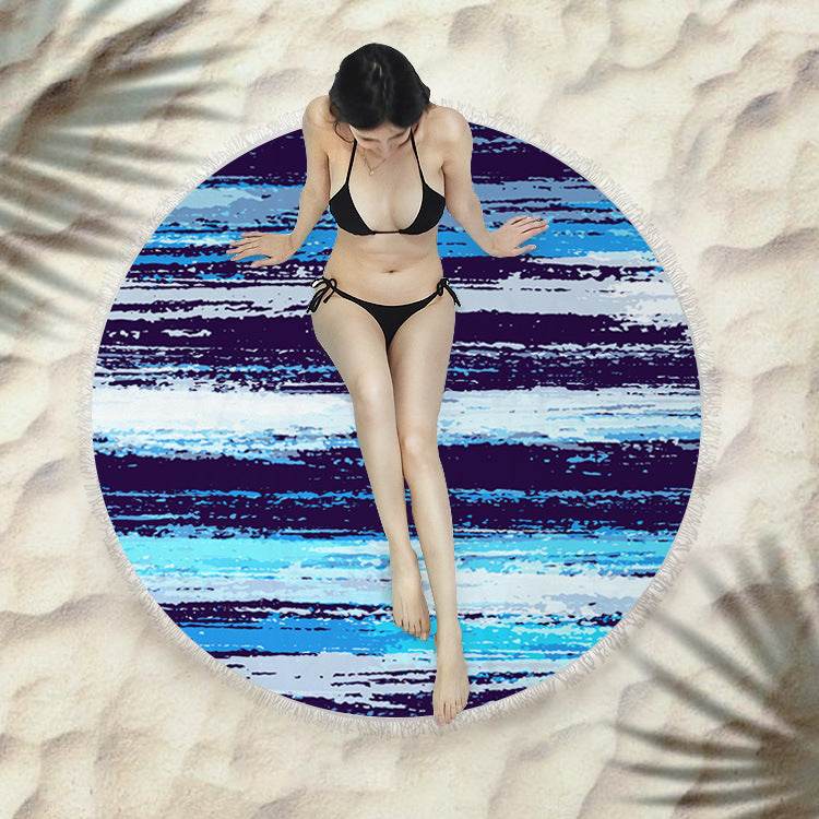 Fringed beach towel round bath towel beach towel - Mubimart