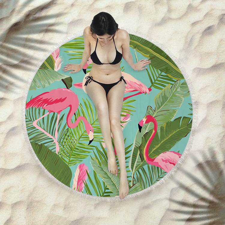 Fringed beach towel round bath towel beach towel - Mubimart