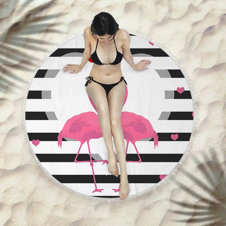 Fringed beach towel round bath towel beach towel - Mubimart