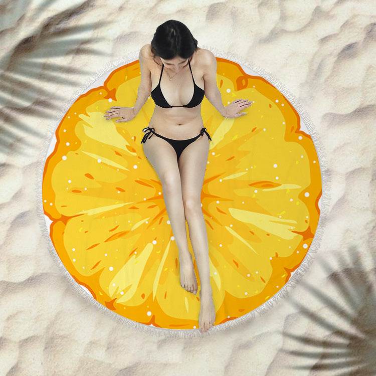 Fringed beach towel round bath towel beach towel - Mubimart