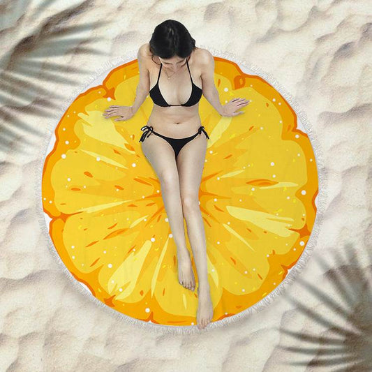 Fringed beach towel round bath towel beach towel - Mubimart