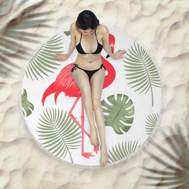 Fringed beach towel round bath towel beach towel - Mubimart
