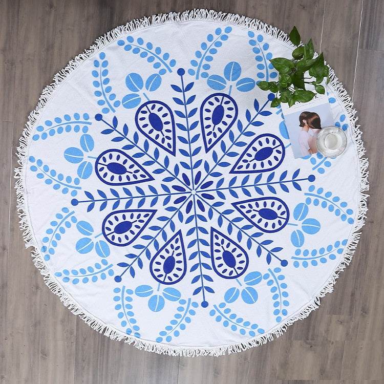 Fringed beach towel round bath towel beach towel - Mubimart