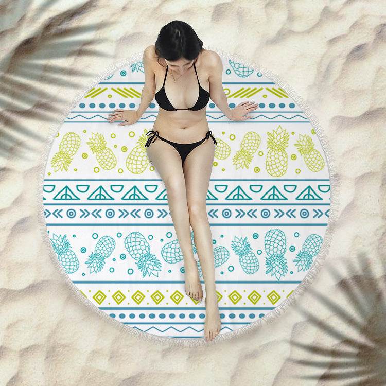 Fringed beach towel round bath towel beach towel - Mubimart