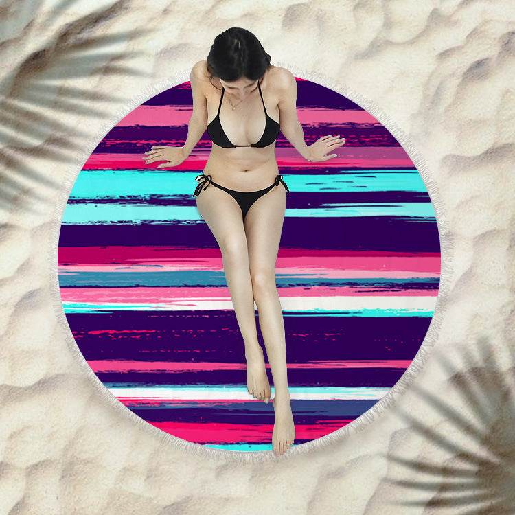 Fringed beach towel round bath towel beach towel - Mubimart