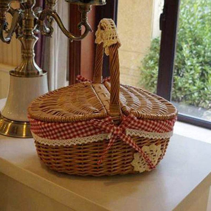 Fruit Basket Craft Basket Rural Round 20-30 Basket Wicker Basket Japanese Style - Mubimart