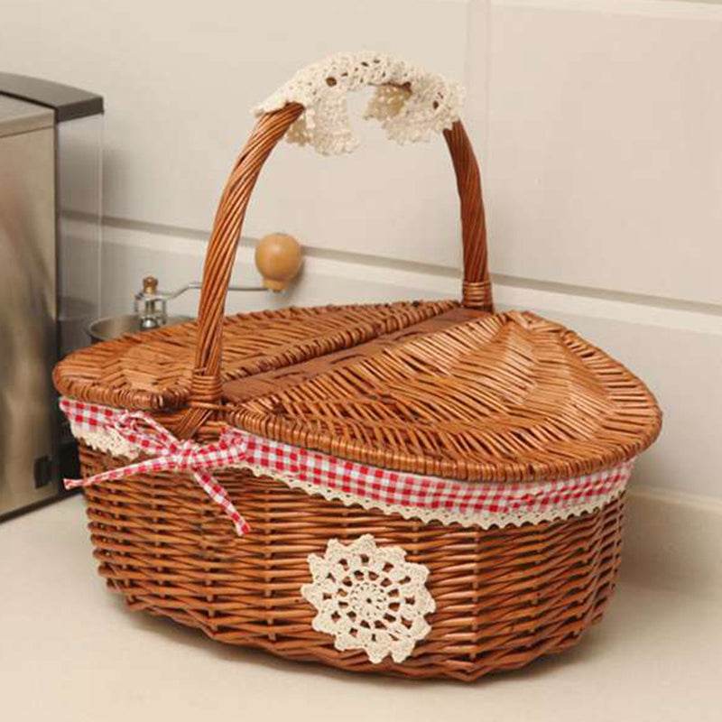 Fruit Basket Craft Basket Rural Round 20-30 Basket Wicker Basket Japanese Style - Mubimart