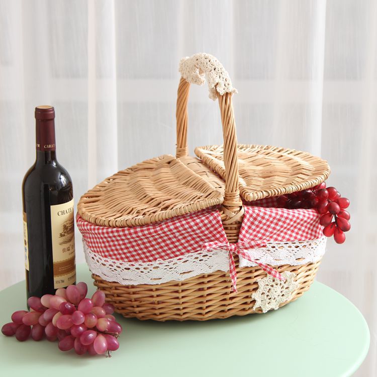 Fruit Basket Craft Basket Rural Round 20-30 Basket Wicker Basket Japanese Style - Mubimart - Wicker basket 