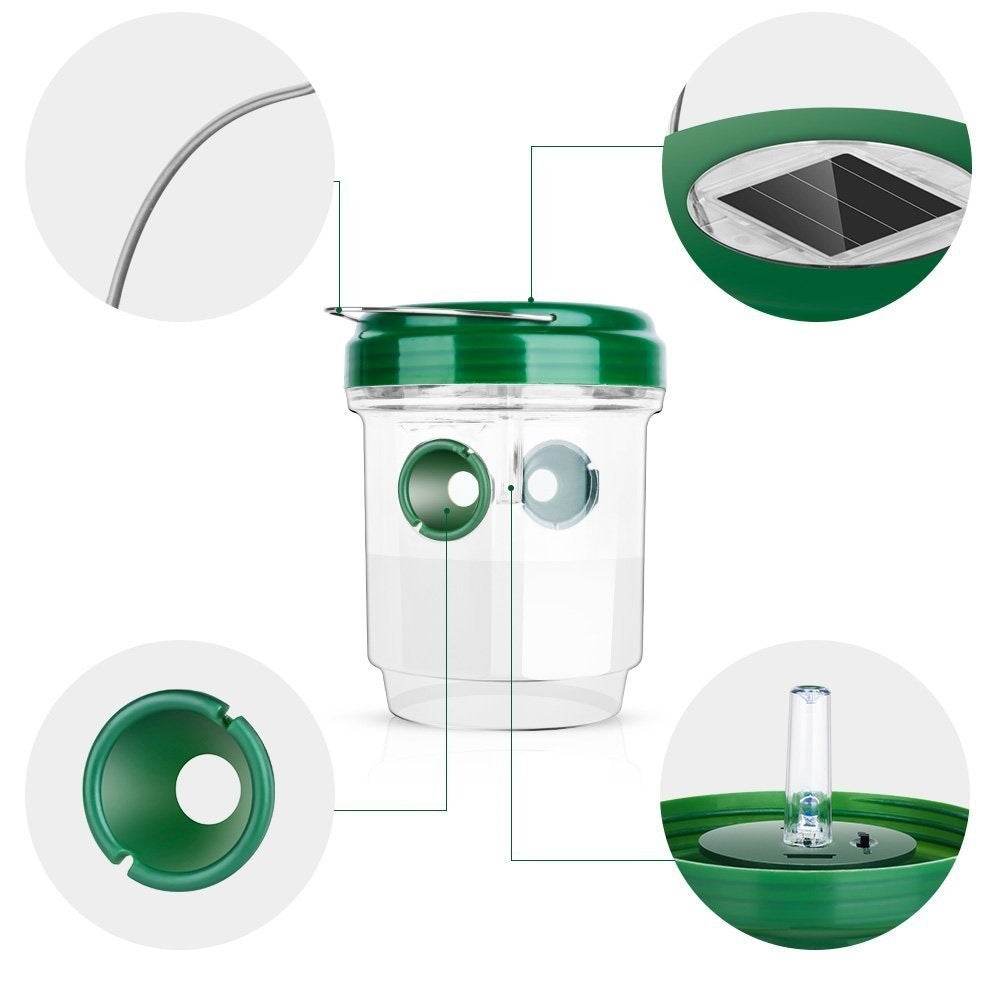 Fruit Fly Trap Outdoor Solar LED Insect Trap Bee And Fly Trap - Mubimart