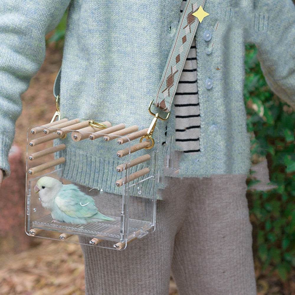 Full Transparent Bird Cage Log Acrylic Parrot - Mubimart