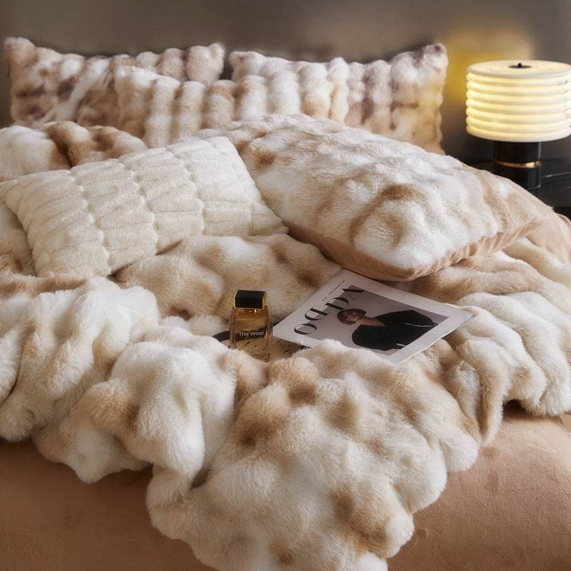 Fur Velvet Four-piece Set Fitted Sheet Set Bedding - Mubimart