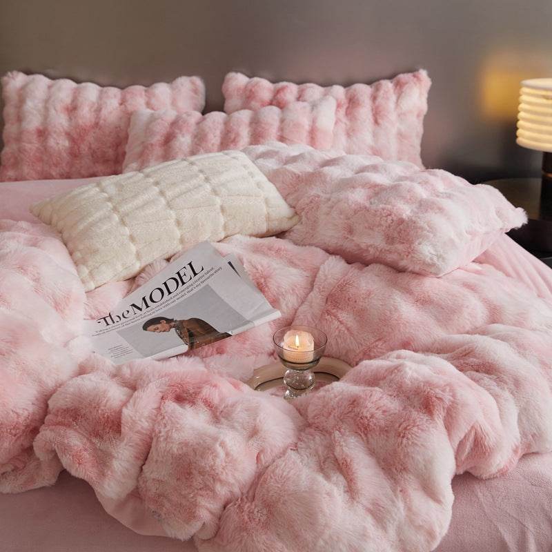 Fur Velvet Four-piece Set Fitted Sheet Set Bedding - Mubimart