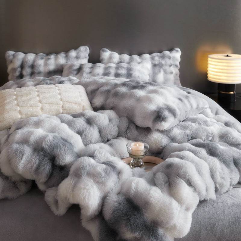 Fur Velvet Four-piece Set Fitted Sheet Set Bedding - Mubimart