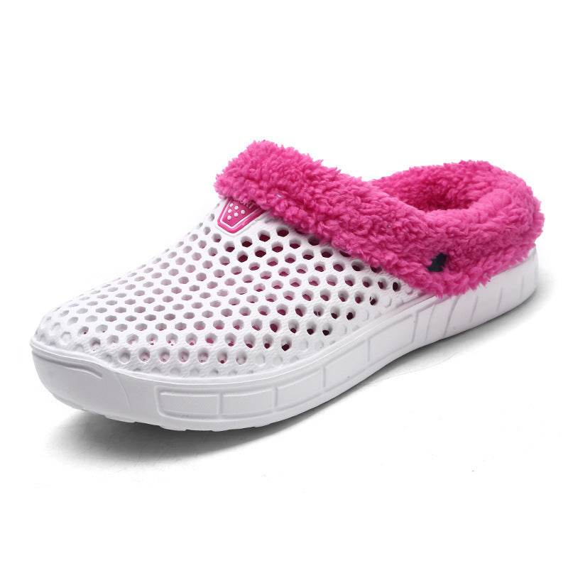 Fuzzy Plush Garden Clogs Mules Slippers Home Indoor Couple Slippers - Mubimart