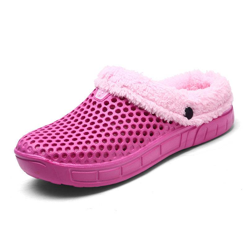 Fuzzy Plush Garden Clogs Mules Slippers Home Indoor Couple Slippers - Mubimart