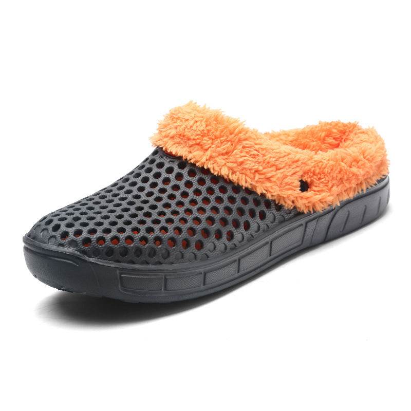 Fuzzy Plush Garden Clogs Mules Slippers Home Indoor Couple Slippers - Mubimart