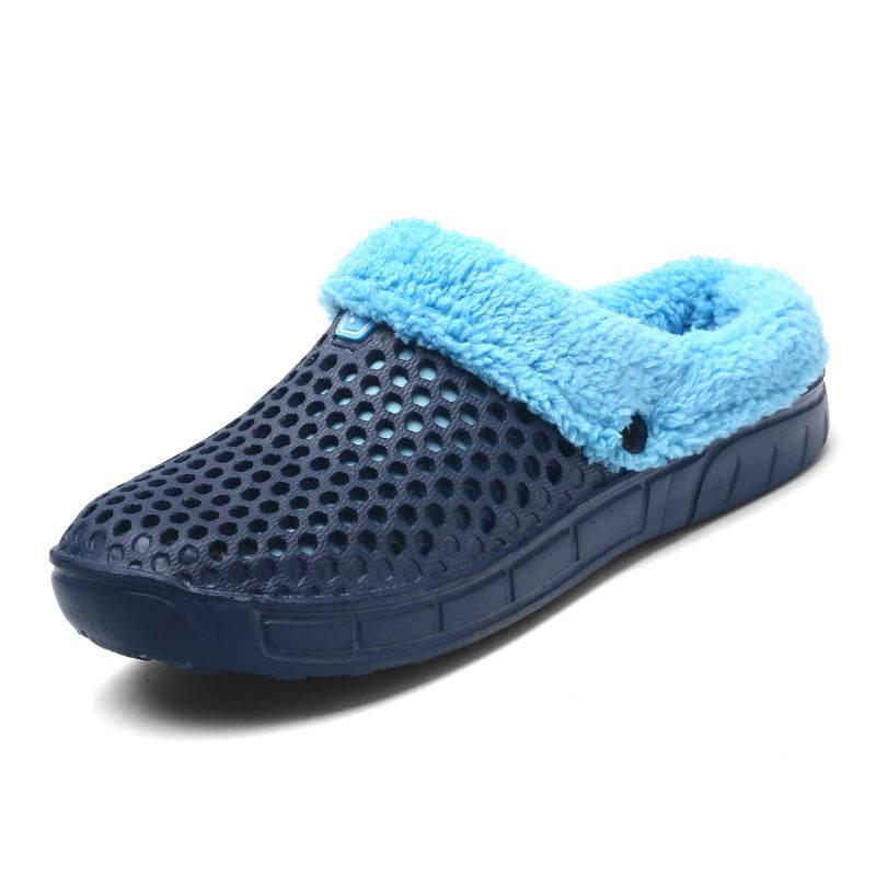 Fuzzy Plush Garden Clogs Mules Slippers Home Indoor Couple Slippers - Mubimart
