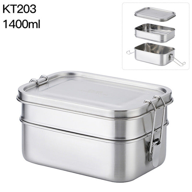 G.a HOMEFAVOR Custom Lunch Box For Kids Food Container Bento Box 304 Top Grade Stainless Steel Storage Thermal Metal Box Stock - Mubimart -  