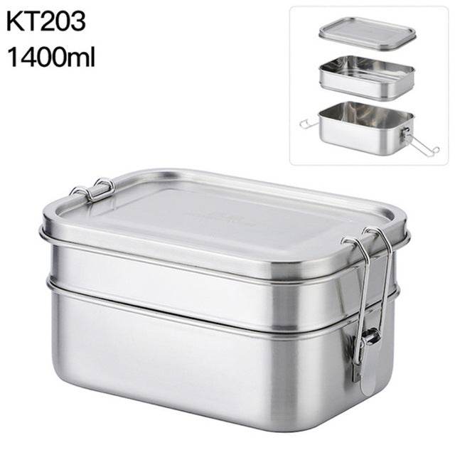 G.a HOMEFAVOR Custom Lunch Box For Kids Food Container Bento Box 304 Top Grade Stainless Steel Storage Thermal Metal Box Stock - Mubimart