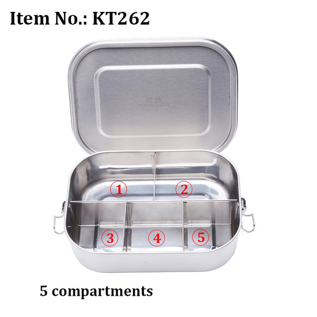 G.a HOMEFAVOR Custom Lunch Box For Kids Food Container Bento Box 304 Top Grade Stainless Steel Storage Thermal Metal Box Stock - Mubimart -  