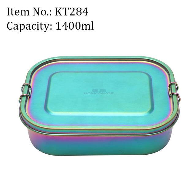 G.a HOMEFAVOR Custom Lunch Box For Kids Food Container Bento Box 304 Top Grade Stainless Steel Storage Thermal Metal Box Stock - Mubimart