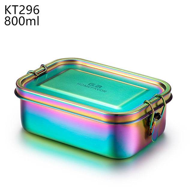 G.a HOMEFAVOR Custom Lunch Box For Kids Food Container Bento Box 304 Top Grade Stainless Steel Storage Thermal Metal Box Stock - Mubimart