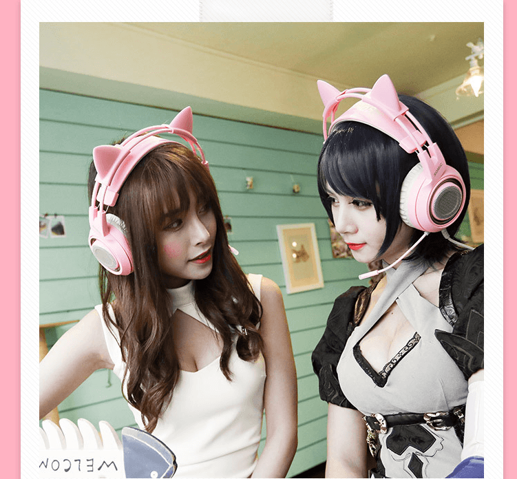 G951 Gaming Headset USB 7.1 Virtual Surround Sound Headsets LED Cat Ear Headphones - Mubimart
