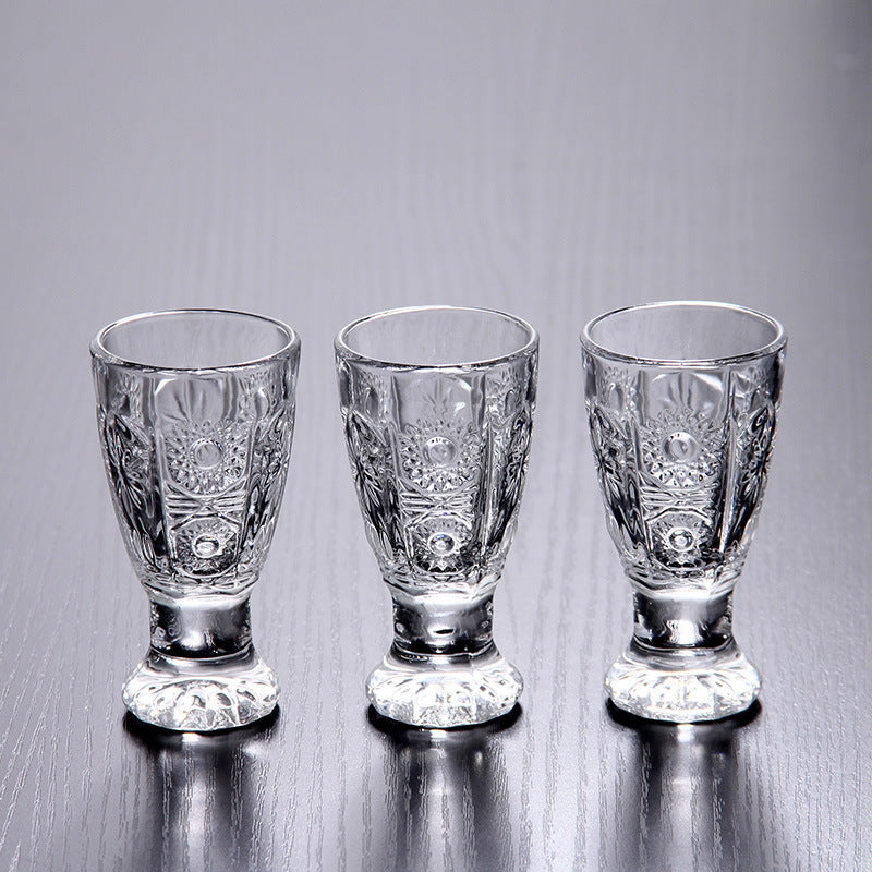 GLASSCarved One Mouthful Liquor Glass Household Small Glass Spirit Glass - Mubimart -  