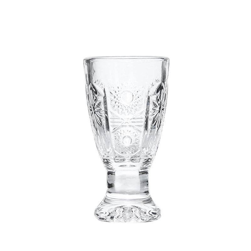 GLASSCarved One Mouthful Liquor Glass Household Small Glass Spirit Glass - Mubimart