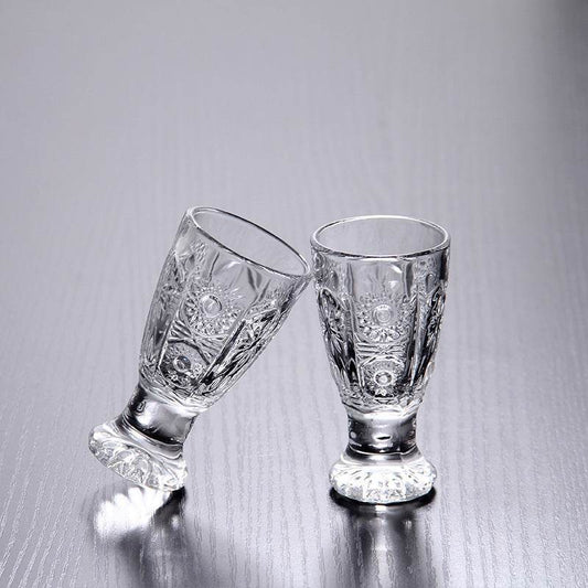 GLASSCarved One Mouthful Liquor Glass Household Small Glass Spirit Glass - Mubimart